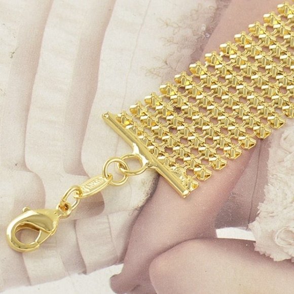 ⚜️ Gorgeous 18K Gold Plated Mesh Reversible Bracelet - Adjustable - Picture 6 of 10